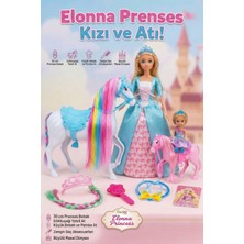 Craftivio Elonna Princess Yeleli Unicorn At ve 30 cm Prenses Bebek Oyun Seti - Saç Aksesuarlı