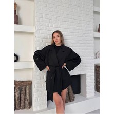 Vess Moda Kadın Kemer Detaylı Kısa Trençkot