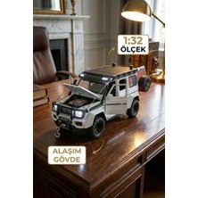Craftivio 1:32 Mercedes G63 Brabus Metal Diecast Model Araba - Sesli Işıklı Çek Bırak Oyuncak Jip Beyaz