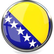 Tamgacrafts Bosna Hersek (Bosnia And Herzegovina) Bayrak Rozeti Paslanmaz Çelik Yuvarlak Yaka Pin