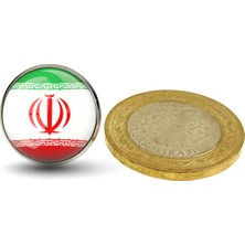 Tamgacrafts Iran (Iran) Bayrak Rozeti Paslanmaz Çelik Yuvarlak Yaka Pin