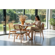 Dekorew Miami Yuvarlak Masa Sandalye TAKIMI-100CM Çap Yuvarlak-Hazeranlı