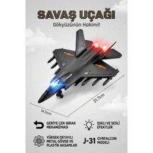 Craftivio J-31 Gyrfalcon Işıklı Sesli Metal Savaş Uçağı - Geriye Çek Bırak Model Oyuncak Uçak 22 cm