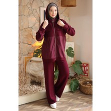 İmaj Butik Mürdüm Garnili Tunik Pantolonlu Modal Takım