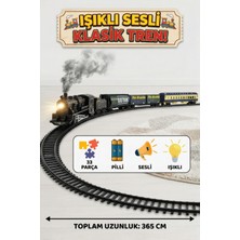 Craftivio Classic Series Pilli Işıklı Sesli Oyuncak Tren Seti - 33 Parça Nostaljik Tren - 365 cm Ray
