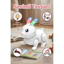 Craftivio Işıklı Müzikli Zıplayan Tavşan Oyuncak - Pilli Hareketli Sesli Çocuk Bebek Oyuncağı
