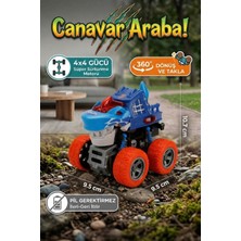 Craftivio Köpek Balığı Temalı Canavar Araba Seti - 360 Derece Takla Atan Atalet Motorlu Monster Truck Oyuncak