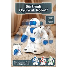 Craftivio Sürtmeli Bas Git Oyuncak Robot - Mavi Hareketli Kollu Eğitici Bebek ve Çocuk Oyuncağı 12 cm
