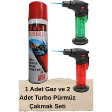 HIRDAWHAT 2’li Turbo Pürmüz Çakmak Seti + 1 Adet Yedek Doldurma Gazı