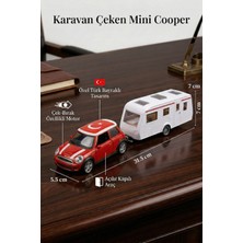 Craftivio Mini Cooper Karavanlı Oyuncak Araba Seti - Türk Bayraklı Çek Bırak Metal Model Araba