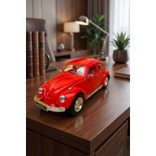 Craftivio Nostaljik Beetle Vosvos Oyuncak Araba - 17CM Büyük - Sesli Işıklı ve Sürtmeli - Kırmızı Model Araba