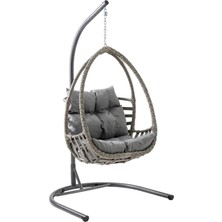 Rehome Malta Tek Kişilik Rattan Bahçe Salıncağı | Gri