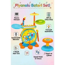 Craftivio Işıklı Piyanolu Bateri Seti - Mikrofonlu, Tabureli ve Mp3 Bağlantılı Çocuk Müzik Eğitim Seti