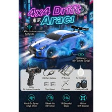 Craftivio Uzaktan Kumandalı 4x4 Rc Drift Arabası Işıklı Buhar Efektli Duman Atan Şarjlı Çift Bataryalı 1:16