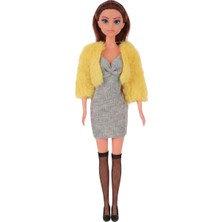 Craftivio Good Girl 30 cm Kürklü Ceketli ve Çizmeli Moda Bebeği - Şık Aksesuarlı Manken Oyuncak Bebek