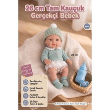Craftivio 26 cm Tam Kauçuk Gerçekçi Et Bebek - Kıyafetli, Biberonlu & Emzikli Set
