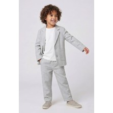 Dmb Boys & Girls Dmb Boys & Gırls Erkek Çocuk Beli Lastikli Ceket Pantolon T-Shirt Kombinli Özel Gün Bayramlık 3'lü Erkek Çocuk Takım Gri
