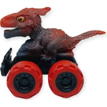 Ronanna Sürtmeli Dinazor Arabalar 12 cm - H-20 - Kırmızı Parasaurolophus (Lisinya)