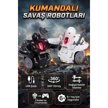 Craftivio Uzaktan Kumandalı Savaş Robotu 2'li Set - Şarjlı, Işıklı ve 360 Derece Dönen Dövüşen Robotlar