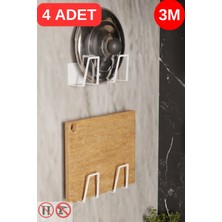Risingmaber Beyaz 4 Adet Yapışkanlı Tava ve Tencere Tutucu, Sünger Tutucu, Kesme Tahtası Tutucu MT112B