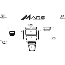 Mars Cockpit Design Audi A3 Konsol-Torpido Kaplama 2008-2012 12 Parça Siyah Karbon