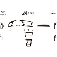 Mars Cockpit Design Audi A4 2009 Konsol-Torpido Kaplama 17 Parça Koyu Meşe