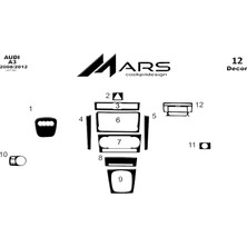 Mars Cockpit Design Audi A3 Konsol-Torpido Kaplama 2008-2012 12 Parça Piano Black