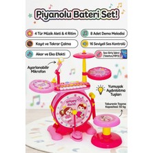 Craftivio Işıklı Piyanolu Bateri Seti - Mikrofonlu, Tabureli ve Mp3 Bağlantılı Çocuk Müzik Eğitim Seti