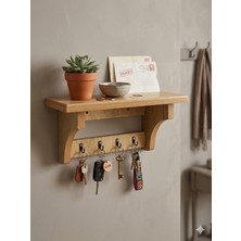 Özgürce Şık Antre Rafı ve 4'lü Anahtar Askısı, 35CM, Dekoratif Duvar Organizer