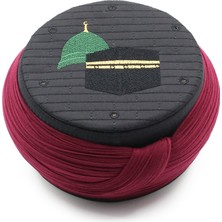 Sarıkhane Hac Umre Sarığı – Bordo Kumaş – Siyah Takke – Yuvarlak Sarım – Mekke-Medine – 5 Metre