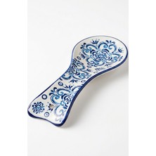 Evcime El Yapımı Mavi Çini Kabartmalı Kaşıklık - Kaşık Altlığı - Kepçe Altlığı