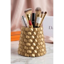 Özgürce Altın Renk Makyaj Organizeri ve Fırçalık, Şık ve Kullanışlı Düzenleyici
