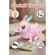 Craftivio Işıklı Müzikli Zıplayan Tavşan Oyuncak - Pilli Hareketli Sesli Çocuk Bebek Oyuncağı