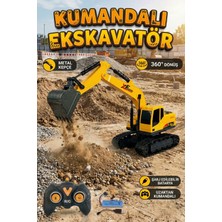 Craftivio Uzaktan Kumandalı Şarjlı Metal Kepçeli 360° Dönen Rc Ekskavatör Iş Makinesi Oyuncak - Sarı