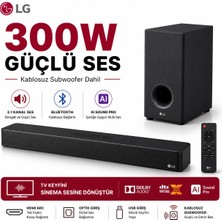 Lg Tv Ile Senkronize Çalışan Akıllı Ses Işlemcili 300 W 2.1 Kanal Profesyonel Soundbar Kesintisiz Bluetooth Bağlantılı Sinema Sistemi