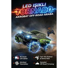 Craftivio Tornado Uzaktan Kumandalı Işıklı Drift Arabası 4x4 Akrobat Off-Road Jeep 2.4ghz Şarjlı Araba