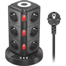 Çeşithane Kablosuz Şarjlı Power Tower Çoklu Priz 12 Girişli Usb-C Usb-A Şarj Istasyonu