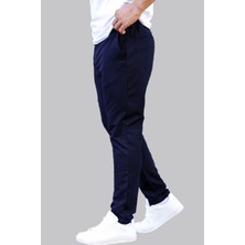 Mencod Slimfit Beli Lastikli - Ipli -Esnek Lacivert Jogger Pantolon