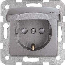 Esmo Home Life Granit Grisi Kapaklı Topraklı Priz Çarpma Karşıtı Mekanizma ve Kapak