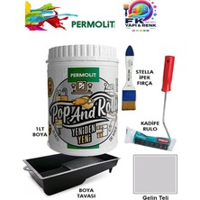 Permolit Pop And Rolls Boya 4 Parçalı Set ( 1lt Boya - Boya Tavası- Stella Ipek Fırça - Kadife Rulo )