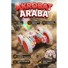 Craftivio Uzaktan Kumandalı Işıklı Akrobat Araba 360 Derece Takla Atan Duman Püskürten Şarjlı Oyuncak Araba
