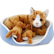 Esmo Home Animals Of The World Sepette Yavrulu Kedi Peluş Oyuncak, Sepet