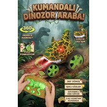 Craftivio Dinozor T-Rex Uzaktan Kumandalı Araba - 360° Dönen Işıklı Akrobat Oyuncak - Şarjlı ve Dayanıklı