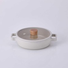 Esmo Home Alüminyum Bej Cam Kapaklı Döküm Sahan 20 cm