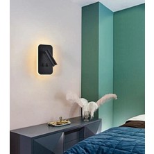 Esmo Home Tuvalu Siyah LED Duvar Apliği | 13W | 3200K Gün Işığı | Çift Anahtarlı – Çift Kademe Yanma | 930 Lümen | 220V | Yatak Başı Okuma Apliği | IP20 | 10X18X3 cm Modern Minimal Iç Mekân Aydınlatma