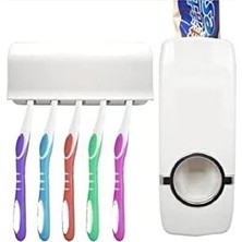Esmo Home Dekoratif Ev Banyo Diş Macunu Sıkacağı ve 5 Li Fırça Tutucu