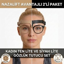 Nazalift Ekonomik 2'li Set Kadın Ten ve Siyah Lite Rinoplasti Gözlük Tutucu Destek