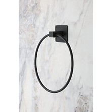 Esmo Home Banyo Yapışkanlı Siyah Kare Yuvarlak Havluluk Havlu Askısı