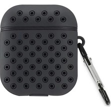 Ronanna Newface Apple Airpods 2 (2.nesil) Spor Delikli Kılıf - Siyah-Siyah