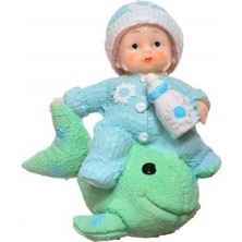 Esmo Home BB2038ADK1005 Hediyelik Sevimli Mavi Bebek Biblo Polyester Süs Eşyası